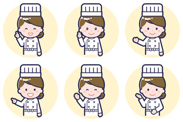 女性シェフのポーズセット_03