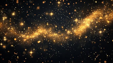 Obraz premium 107.Golden Glitter Splash, Shiny Star Dust Explosion, Shimmer Spray Effect, Festive Holiday Particles Isolated on a Dark Background
