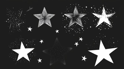 Obraz premium 95.Stars Icon Collection. Different Star Shapes. Black Stars Icon Set. Sparkle Star Icon Set. Falling Stars