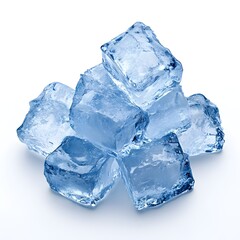 Obraz premium Macro Shot of Perfectly Crafted Cubes of Clear Ice on White Background