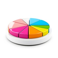 Obraz premium Multicolored Pie Chart on Data Sheets Displaying Business Analytics and Financial Growth Trends