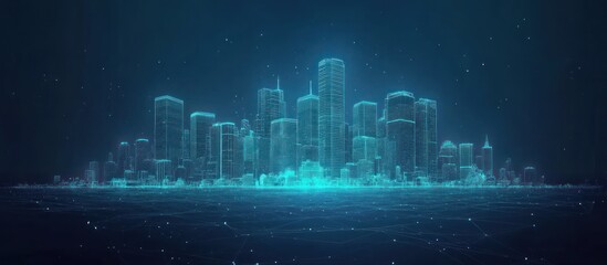 smart city panorama in futuristic digital polygonal style