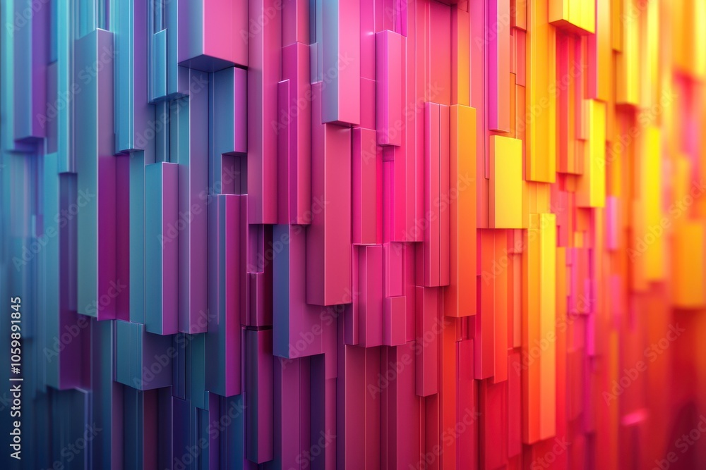 Aufkleber Abstract Colorful Rectangular Pattern with Gradient Hues