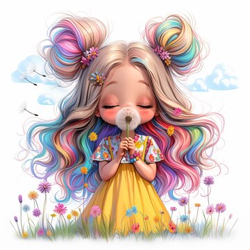 recommend clip art: Quirky Dandelion Girl Clipart, Commercial Use, Whimsical Ephemera, Watercolor Flower Girl Clipart, Instant Download, Paper Craft