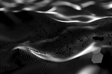 Abstract futuristic background featuring interconnected lines and hexagon shapes, creating a high-tech, digital look with depth and dimension.
