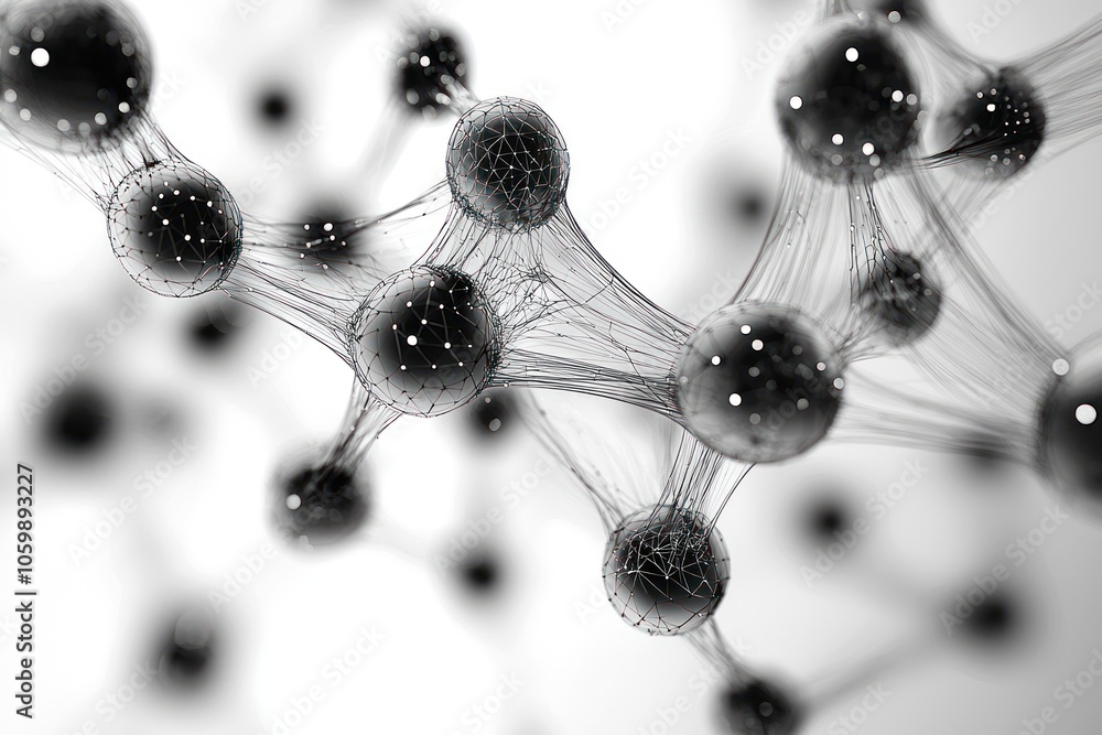 Aufkleber abstract 3d render of black spheres connected by thin lines