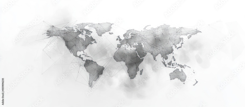 Poster triangles world map space low poly. grey wireframe polygonal globe