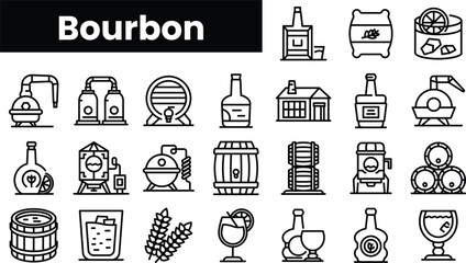 Set of outline bourbon icons