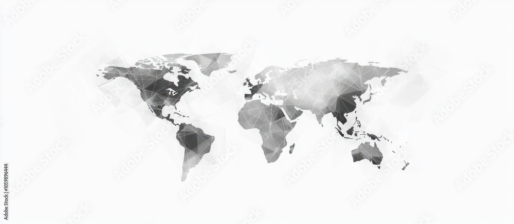 Poster triangles world map space low poly. grey wireframe polygonal globe.