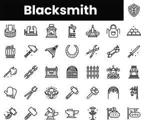 Naklejka premium Set of outline blacksmith icons