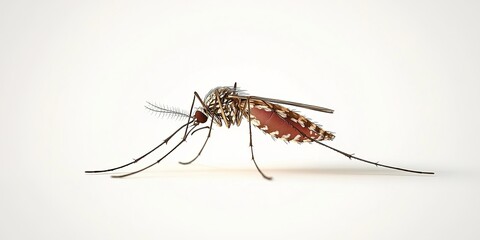 Abstract Illustration Featuring Mosquitoes in a Brightly Colored Flat Design, Set Against a White Background, Capturing the Concept of Virus Transmission and Defense Against Insect Bites, Incorporatin