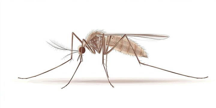 Abstract Illustration Featuring Mosquitoes in a Brightly Colored Flat Design, Set Against a White Background, Capturing the Concept of Virus Transmission and Defense Against Insect Bites, Incorporatin