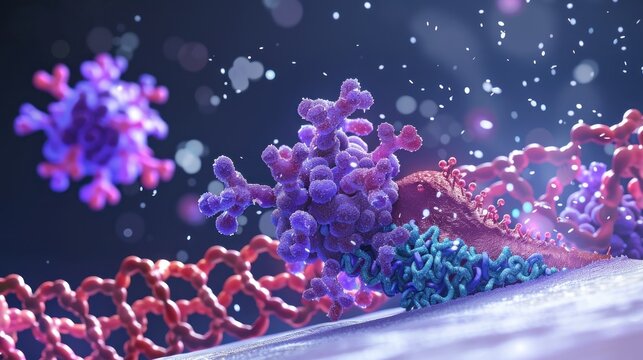 Microscopic view of a receptor coupled to a protein that is open and waiting for a ligand to initiate signaling.