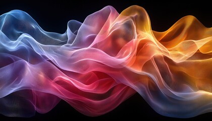 Obraz premium Abstract Colorful Wavy Fabric with a Fine Mesh Texture