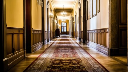 Elegant Hallway with Rich Architectural Details