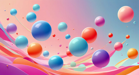 Whimsical Colorful Orbs Gliding Across A Gentle Pastel Backdrop, Crafting A Lively And Imaginative Composition.