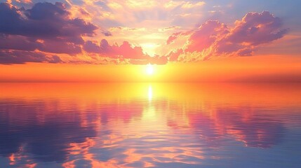 Fototapeta premium Serene Sunset Over Calm Ocean Waters
