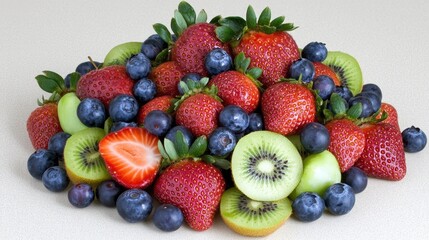 Obraz premium Fresh Berry and Kiwi Fruit Arrangement