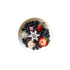 Festive Fruit Salad with Blueberries, Strawberries, and Snowflakes