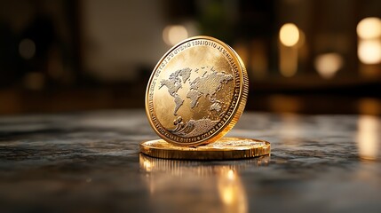 Gold coin with digital glitch effects, evoking the concept of fluctuating online currency value