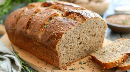 A rustic loaf of bread showcasing the nutty flavor of buckwheat flour.