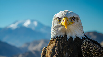 Fototapeta premium Majestic Eagle Gazing with Wings Slightly Spread