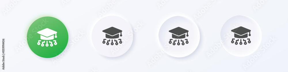Poster online school icon. neumorphism round style button design vector