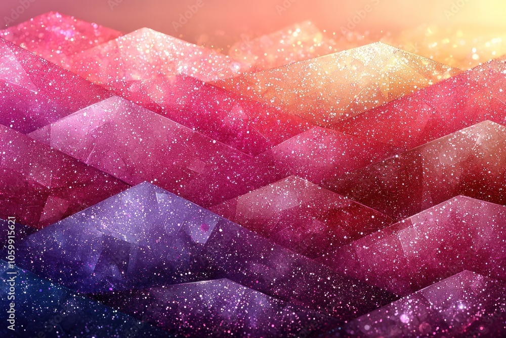 Poster abstract glittering background with geometric shapes and gradient colors