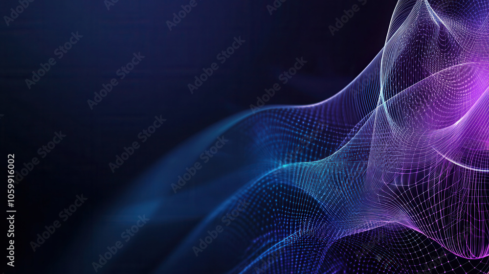 Poster abstract digital waves in vibrant colors on dark background evoke sense of motion and energy. flowin