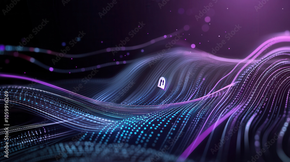 Poster abstract digital waves with vibrant colors and flowing patterns create mesmerizing visual experience