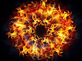 Fototapeta premium Colorful Graphic Illustration of Fire Flames in Circular Shape - A Vibrant Depiction of Heat and Energy