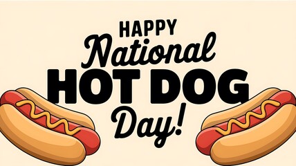 Happy National Hot Dog Day with Two Cartoon Hot Dogs