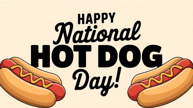 Happy National Hot Dog Day with Two Cartoon Hot Dogs