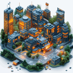 Smart City Isometric Vector: Tech & Innovation Hub