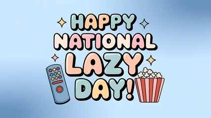 Happy National Lazy Day with a Remote Control and Popcorn Bucket