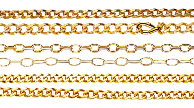 premium golden chain jewel accessory png on transparent background