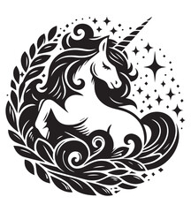 Unicorn silhouette vector illustrations