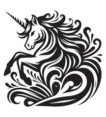 Fototapeta premium Unicorn silhouette vector illustrations