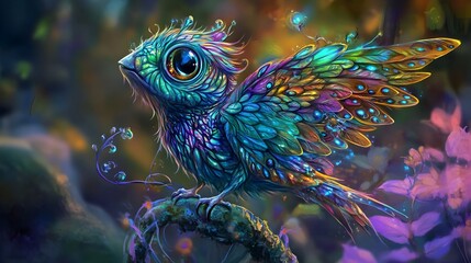 Obraz premium Whimsical Virtual Pet Show Featuring Fantastical Creatures with Iridescent Scales Gossamer Wings and Luminescent Eyes