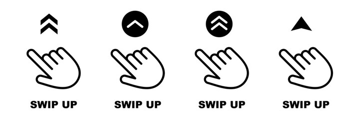 Obraz premium Swipe up icon symbol, finger up gesture button. cursor slide control. Vector illustration.