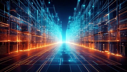 Fototapeta premium Futuristic Technology Retail Warehouse network