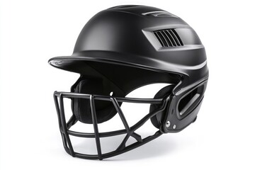 Black softball helmet with face mask