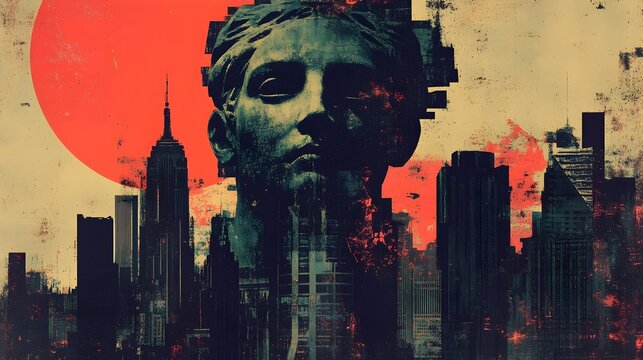 Retro Propaganda Poster Promoting Resistance Against Futuristic Dystopian Overlords