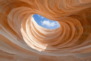 Obraz premium Swirling rock formation with blue sky