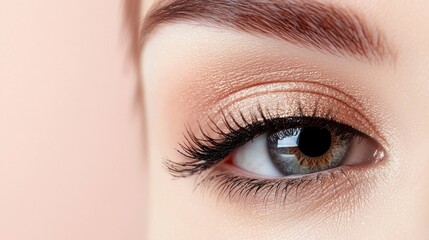 Fototapeta premium A classic winged eyeliner look, emphasizing the shape of the eye with a sharp, precise line, paired with neutral eyeshadow for a timeless and elegant style.