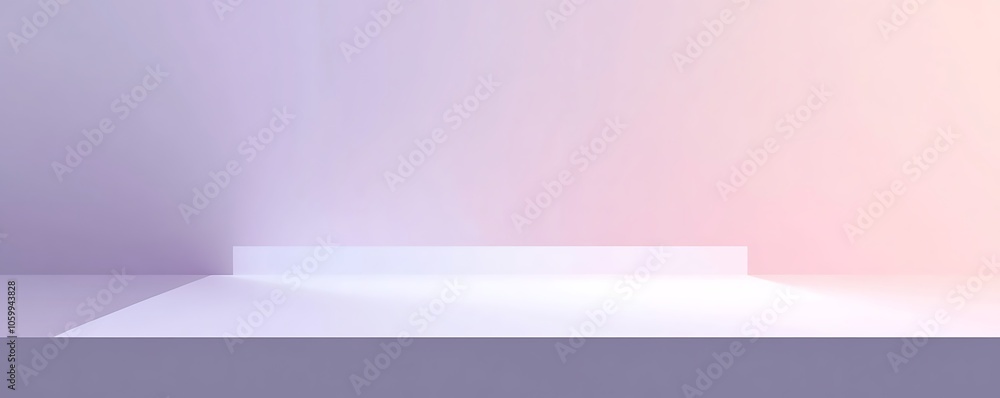 Poster a minimalist scene featuring a simple platform with a soft gradient background.
