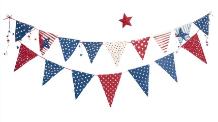 Obraz premium Assortment of 4th of July decorations including flags and stars isolated on white background