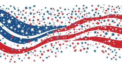 Fototapeta premium Collection of stars and stripes confetti for 4th of July on white background