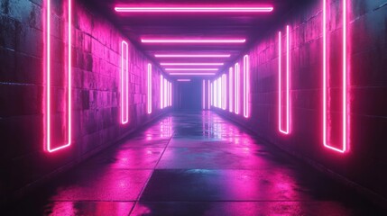 Fototapeta premium An image of a pink and white tunnel with a neon glow.