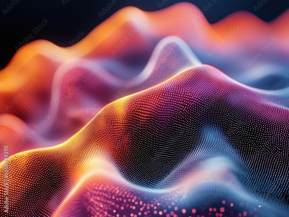 Aufkleber abstract wavy surface with glowing dots